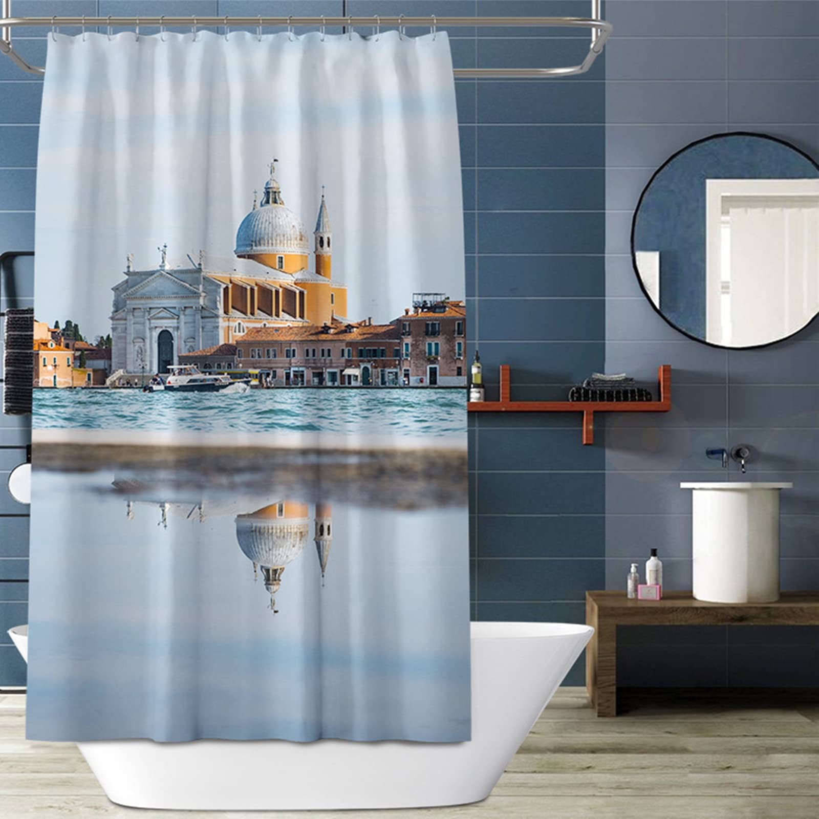 Rideau douche bord de mer KnSam pour ambiance salle de bain