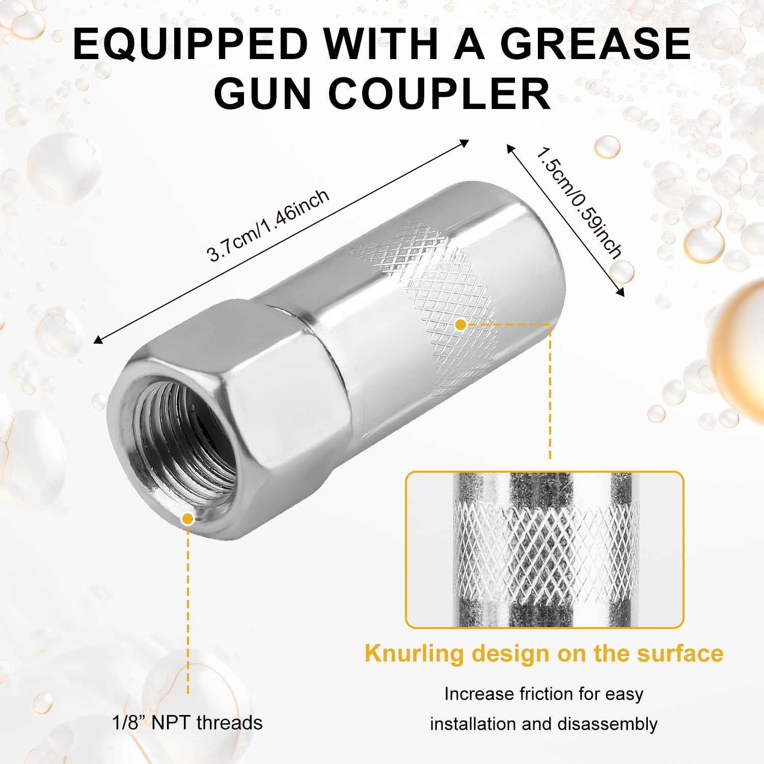 Grease Gun Coupler Carbyne Grease Gun Flex Hose And Coupler, 12 Inch, 1/8  Inch NPT Threads-Compatible With Industry Standard Grease Gun Fittings.  From A Family-run Flexible Grease Gun Hose