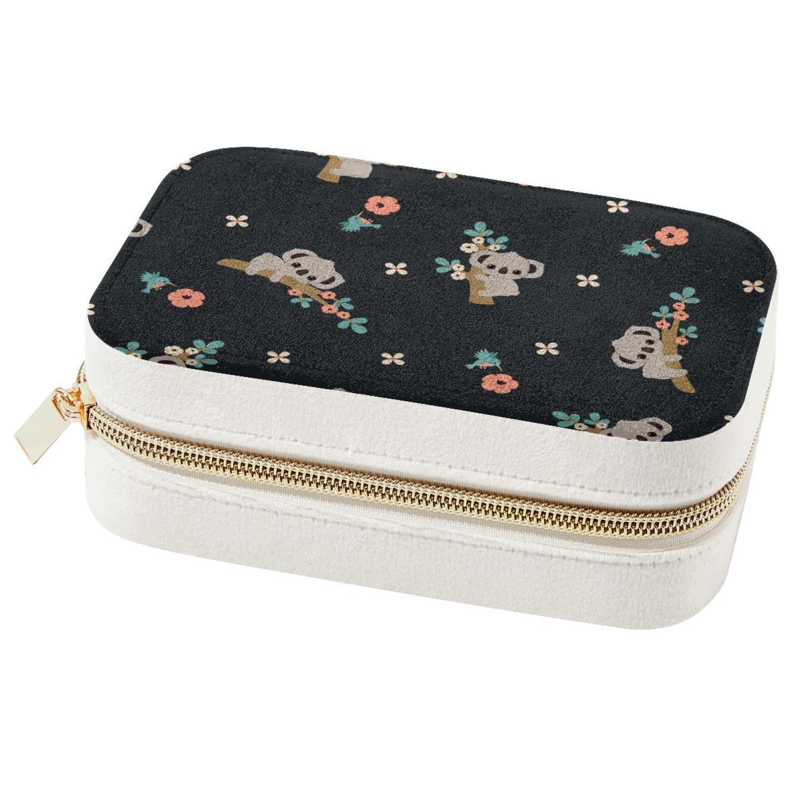 Boîte à bijoux de rangement pour femmes compacte et zippée