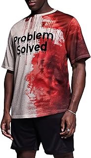 Problem Solved Bloody Shirt for Men – Funny Halloween Costume T-Shirt with Blood Splatter Print