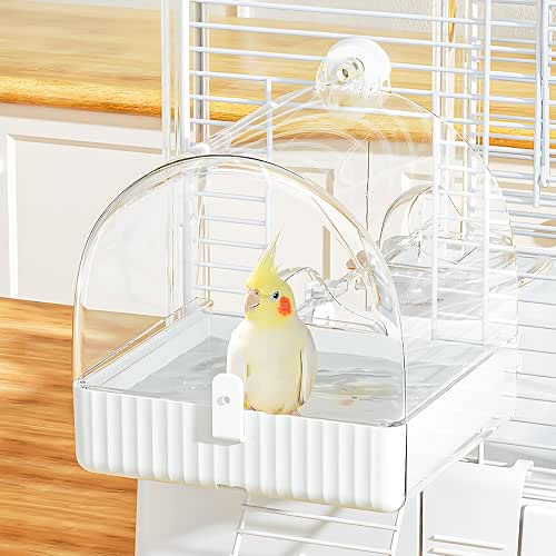 BUCATSTATE Hanging Bird Bath for Cage, 3 in 1 Multifunction