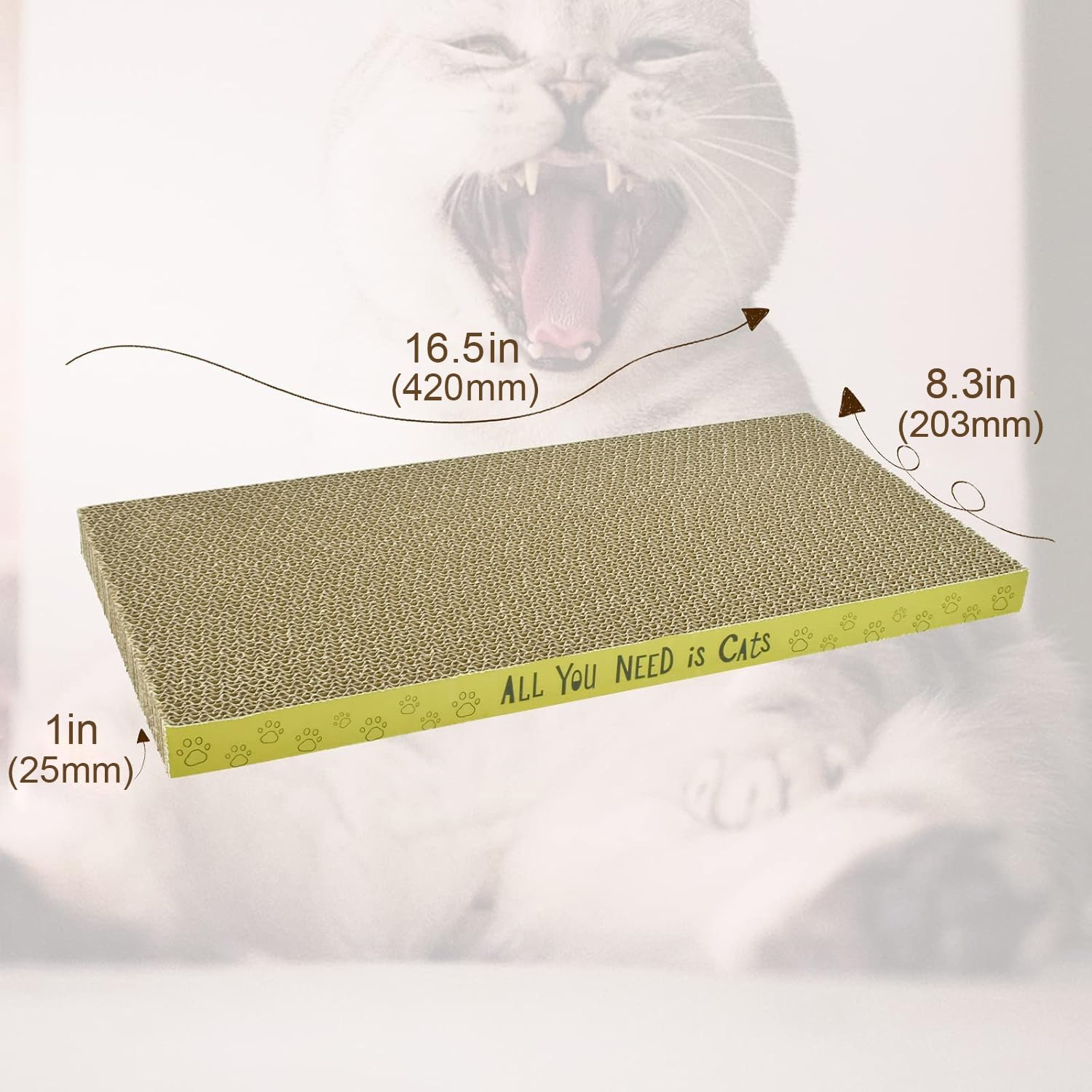 AccEncyc Rascador de cartón para gatos, Rasqueta para gatos de interior, 17 x 8.3 x 1 pulgadas, rascador corrugado de doble cara, suministros reutilizables para gatos, 1 paquete