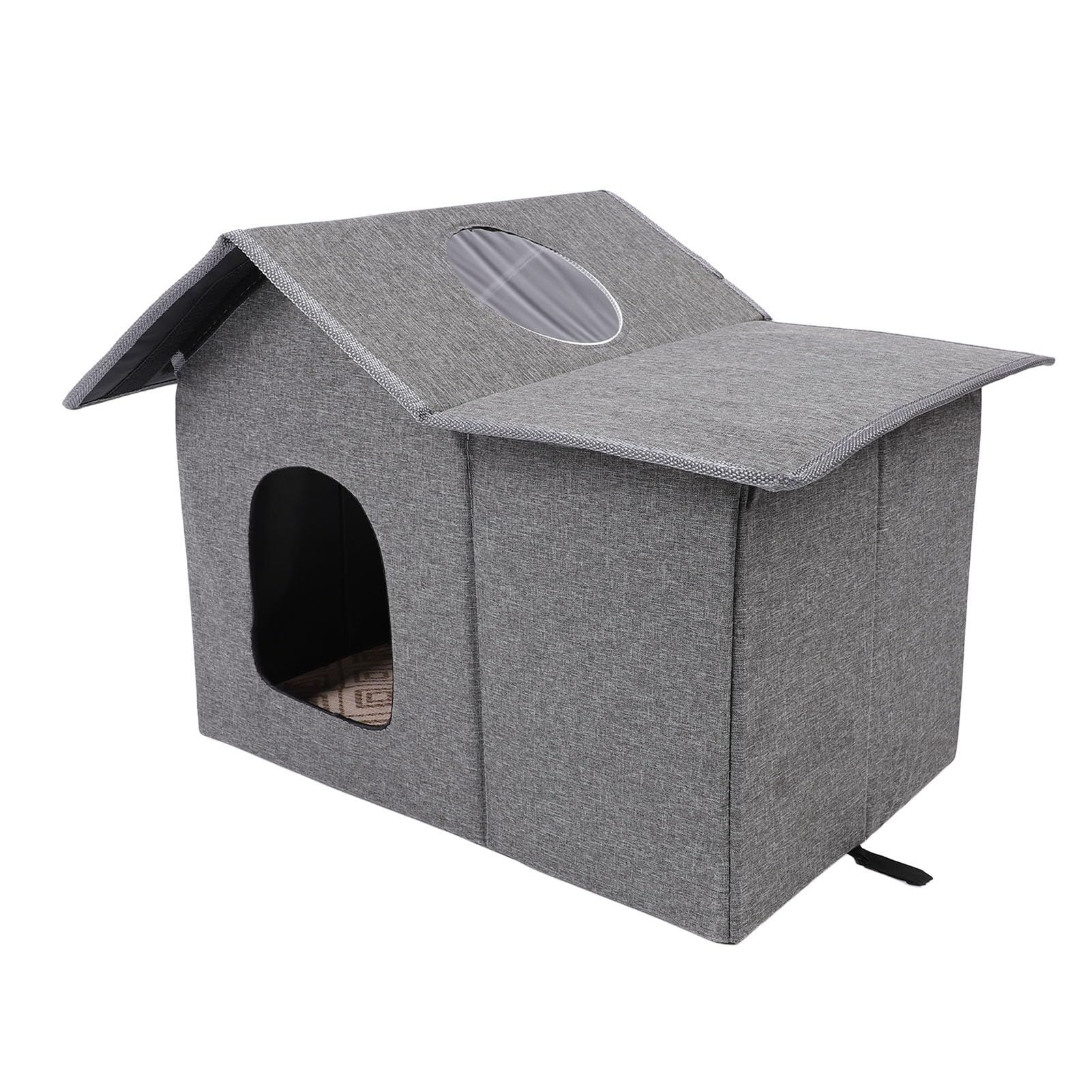 Lettiera per Gatti da Interno, Cuccia per Gatti Spaziosa da 50 Cm Resistente Agli Agenti Atmosferici, Cuccia per Cani di Medie Dimensioni con Design Pieghevole e Tenda Adesiva per Porta per