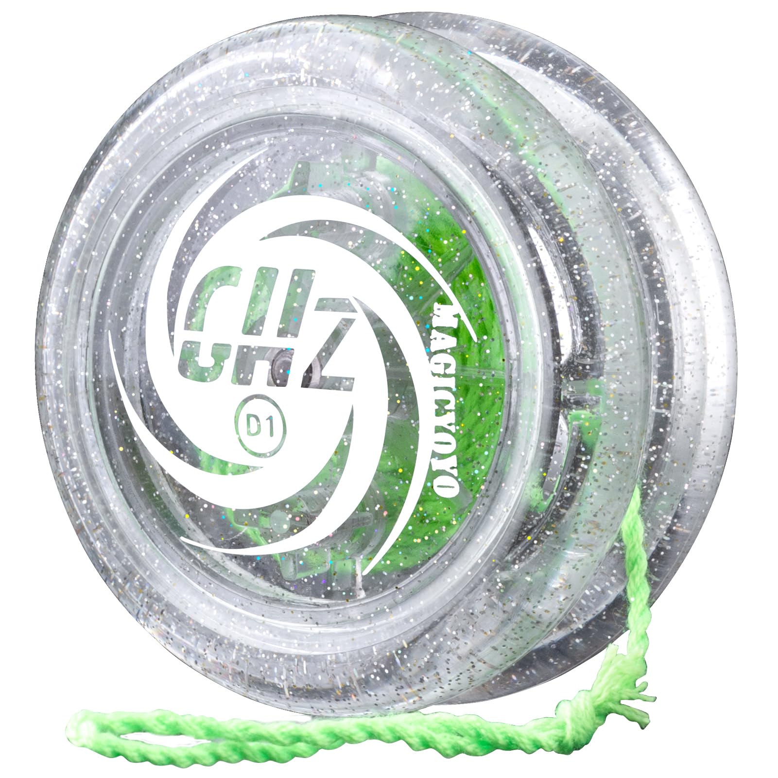 MAGICYOYO D1 GHZ Plastic Yoyo for Kids Beginners, Responsive Yoyo Professional for 2a Trick, Loop yo yo for Entry-Level Players (Glitter Crystal)