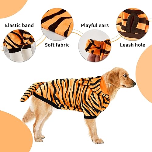 Miniatura 3 de DELIFUR Disfraz de tigre para perro, divertido disfraz con capucha para Halloween, cosplay, divertido disfraz para perros pequeños y medianos para