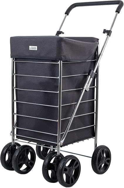 Shopping Trolley on Wheels | Alexander Graham 6 Wheel Model | New Easy Fold Frame | Large Shopping Cart with Front Swivel Wheels Makes it Light and Easy to Use Great for Mobility (Dove Grey)