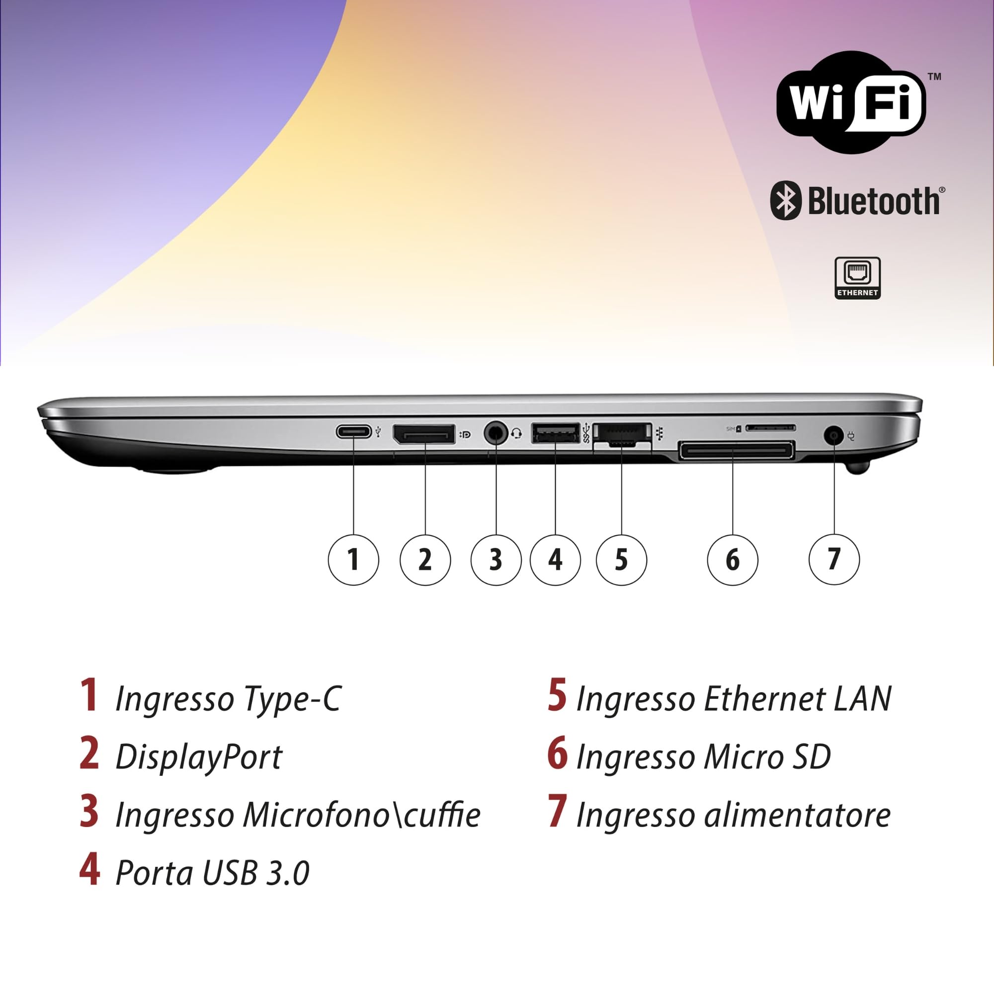HP Elitebook 840 G4, Pc Portatile Notebook intel core i5-7200U, Display 14", Ram 16Gb, SSD 256Gb, Pacchetto Libre Office, W10 Pro (Ricondizionato)