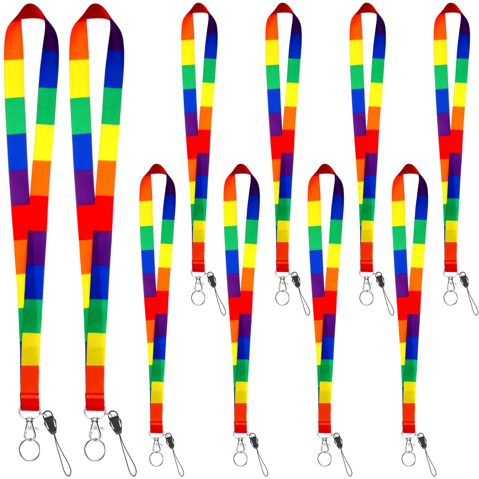 Containlol 10 Pieces Gay Pride Lanyard Neck Rainbow Keychain Holder 18.5 inches Pride Key Strap for Men LGBTQ Parades and Events, Office Supplies