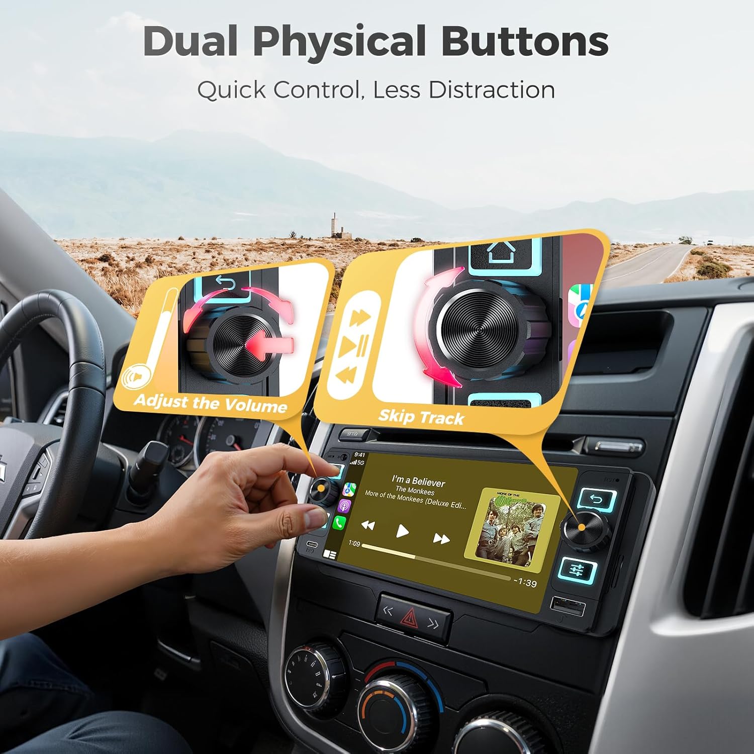 Single Din Car Stereo with Wireless Apple CarPlay and Android Auto, Single Din Touchscreen Radio Incell UHD Car Radio with 1080P Backup Camera, Mirror Link, Bluetooth 5.3, GPS, AM&FM, Type-C, EQ