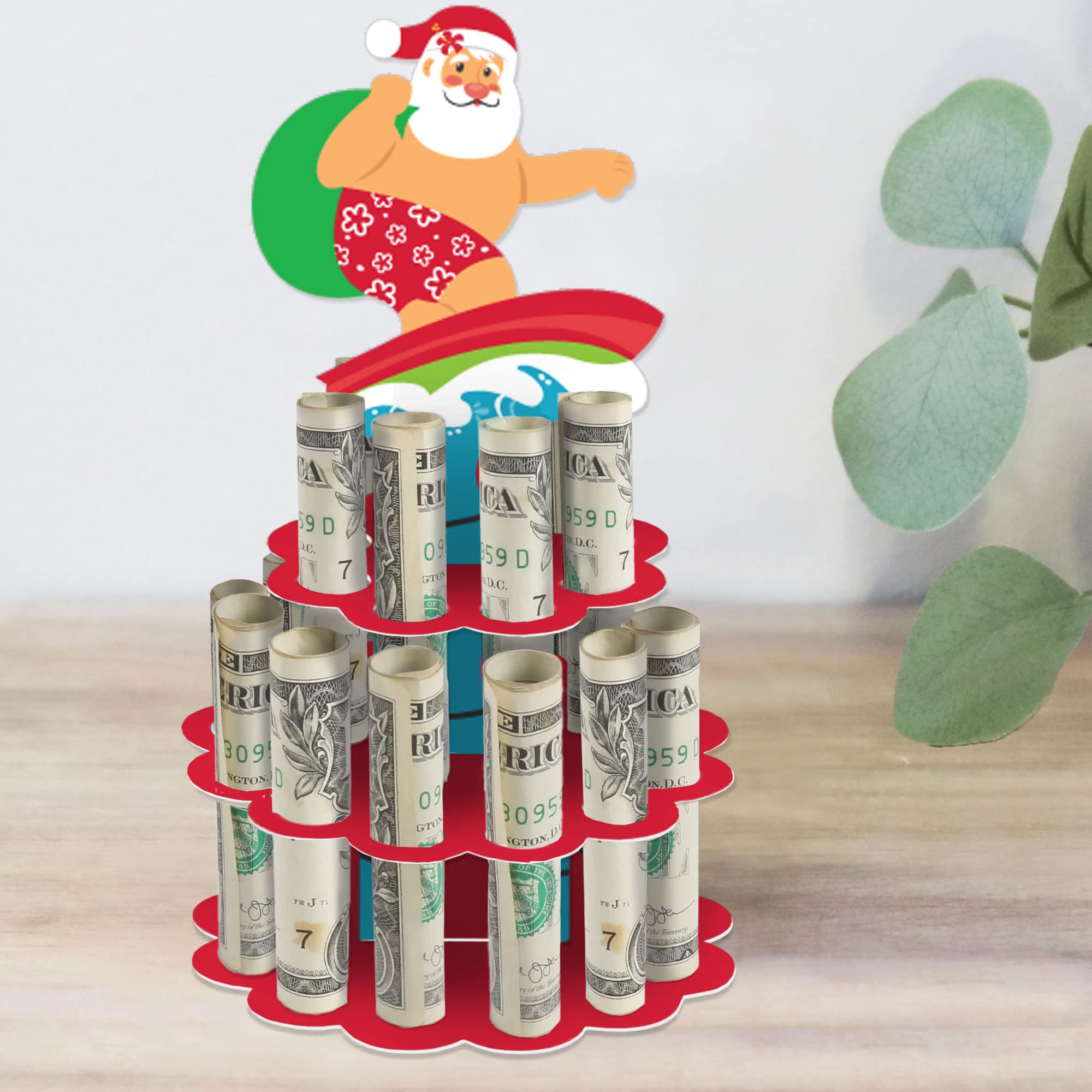 Big Dot of Happiness Tropical Christmas - DIY Beach Santa Holiday Party Money Holder Gift - Cash Cake
