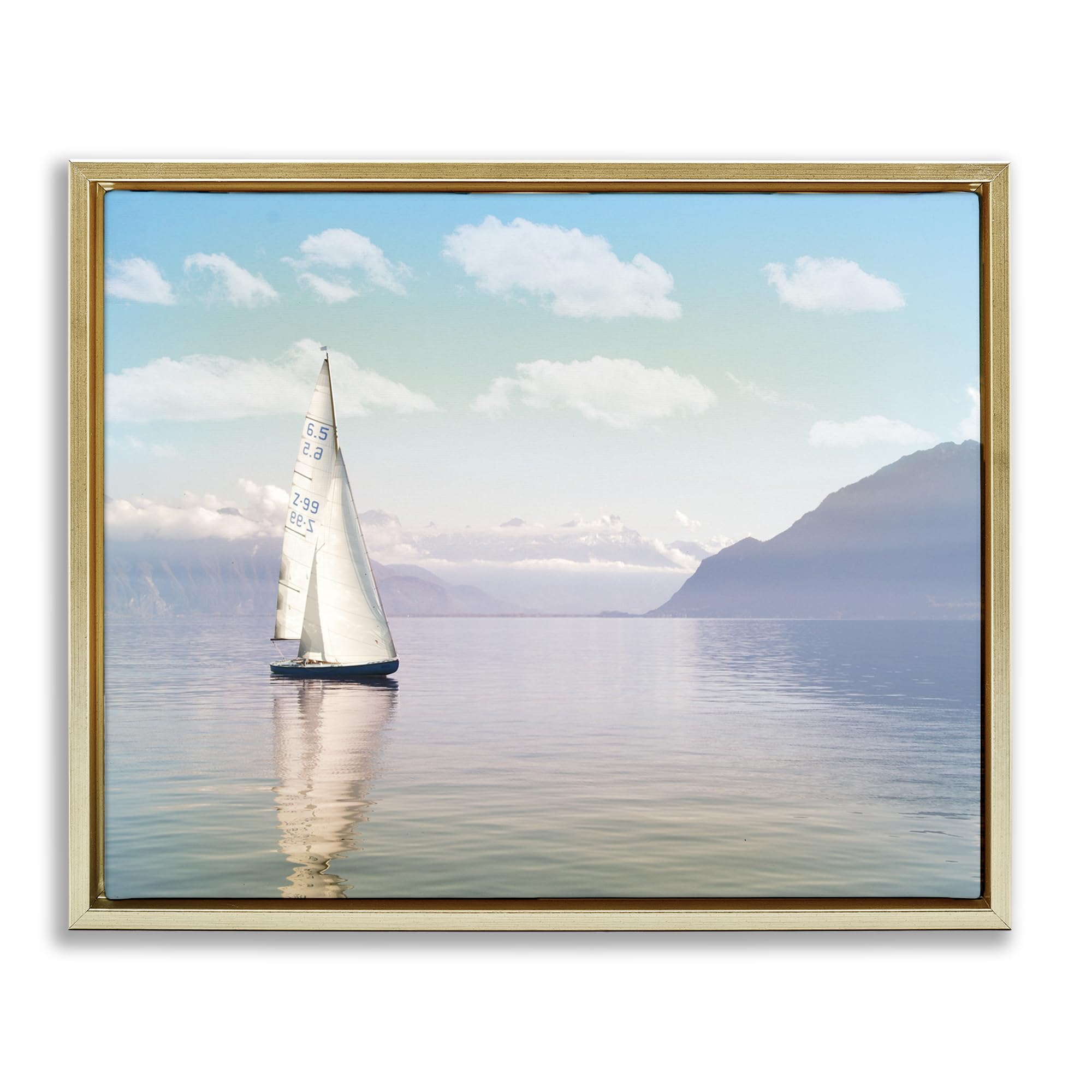 Stupell Industries 'Ocean Sails Lounging', Floating Frame Canvas Art, Gold, 31 x 25 Inches, Easy to Hang and Sturdy, Made in USA, by Marcus Prime