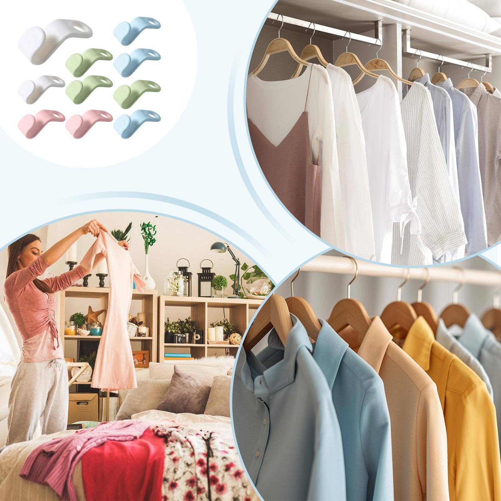 Platzsparende Kleiderverbinderhaken – 10 Stück stapelbare Kleiderbügelverlängerungen für effiziente Schrank-Nizierung und Maximierung des Platzes, ideal für Zuhause und Reisen