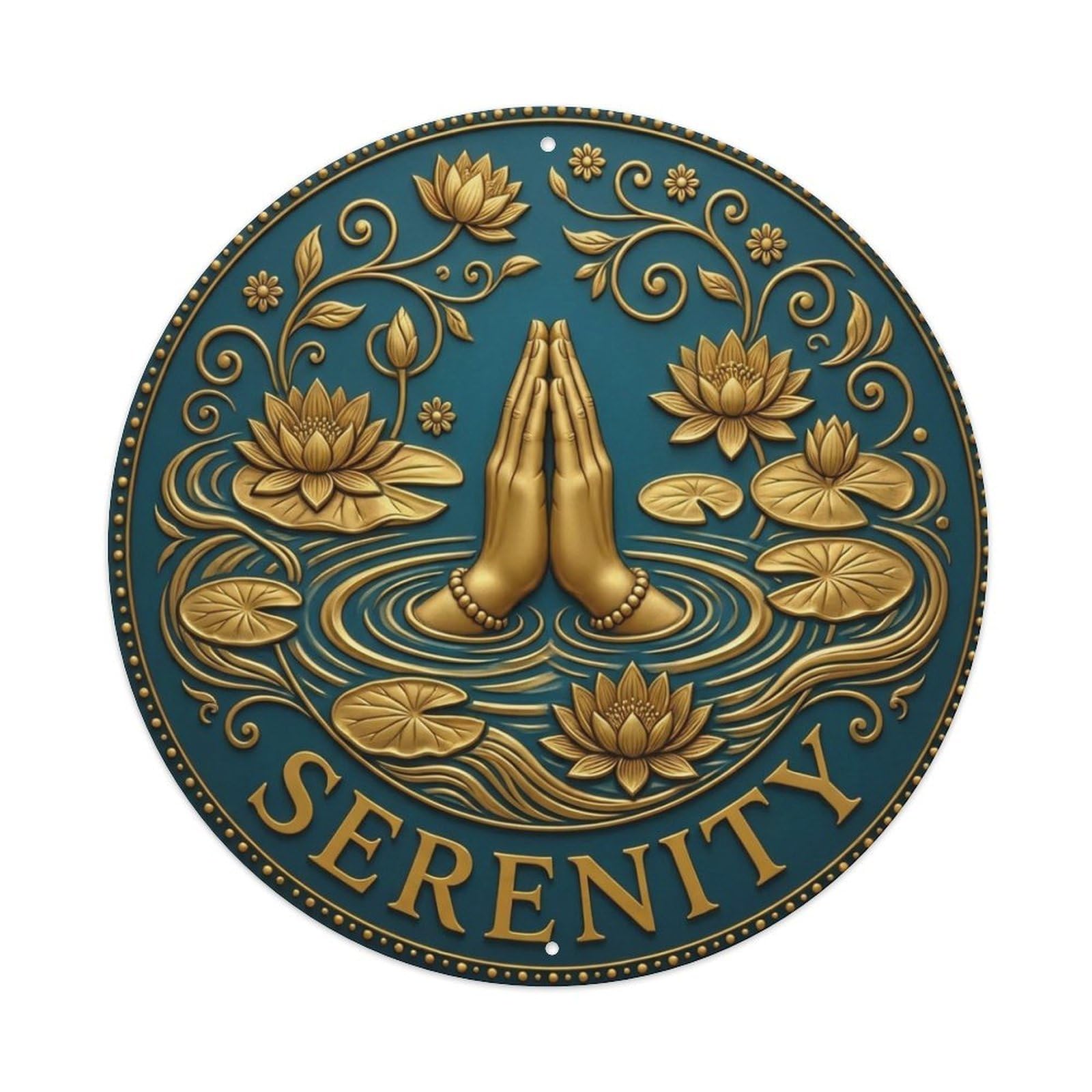 Fyrn Style Metal Tin Sign Vintage Namaste Praying Hands Serenity Flower Zen Yoga