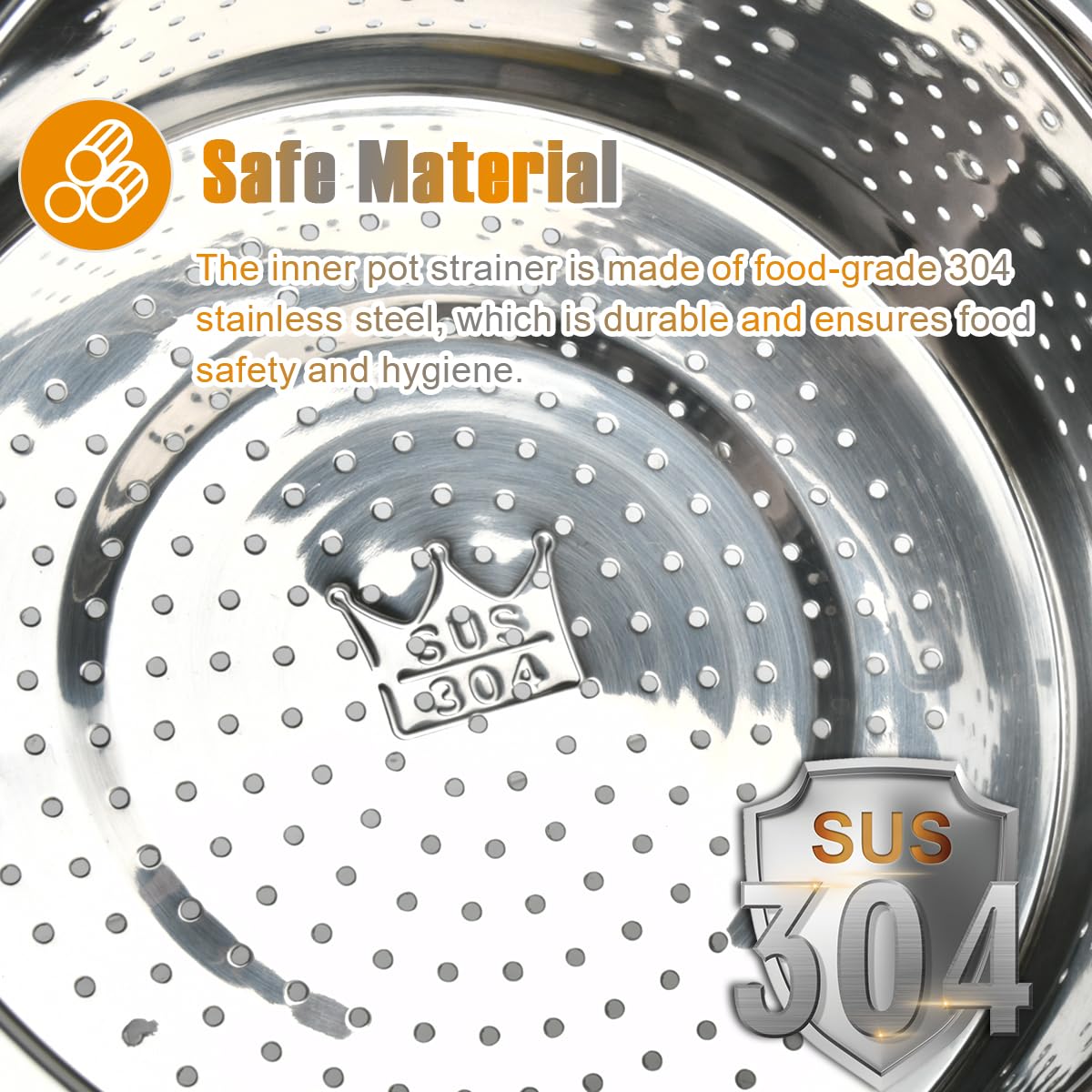 Cesta de Vapor Acero Inoxidable, TIMESETL Cesta de Vapor de Olla Arrocera, Cesto Accesorio para Cocción, Vaporeras, Cesta de Vapor Inoxidable con Asa, para Arroz, Verduras, Patatas, Huevos