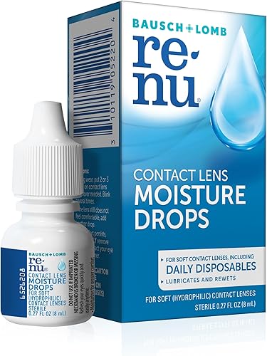 Renu Gotas lubricantes para los ojos, gotas rehumectantes para lentes de contacto, rehidrata lentes suaves y desechables, calma e hidrata los ojos
