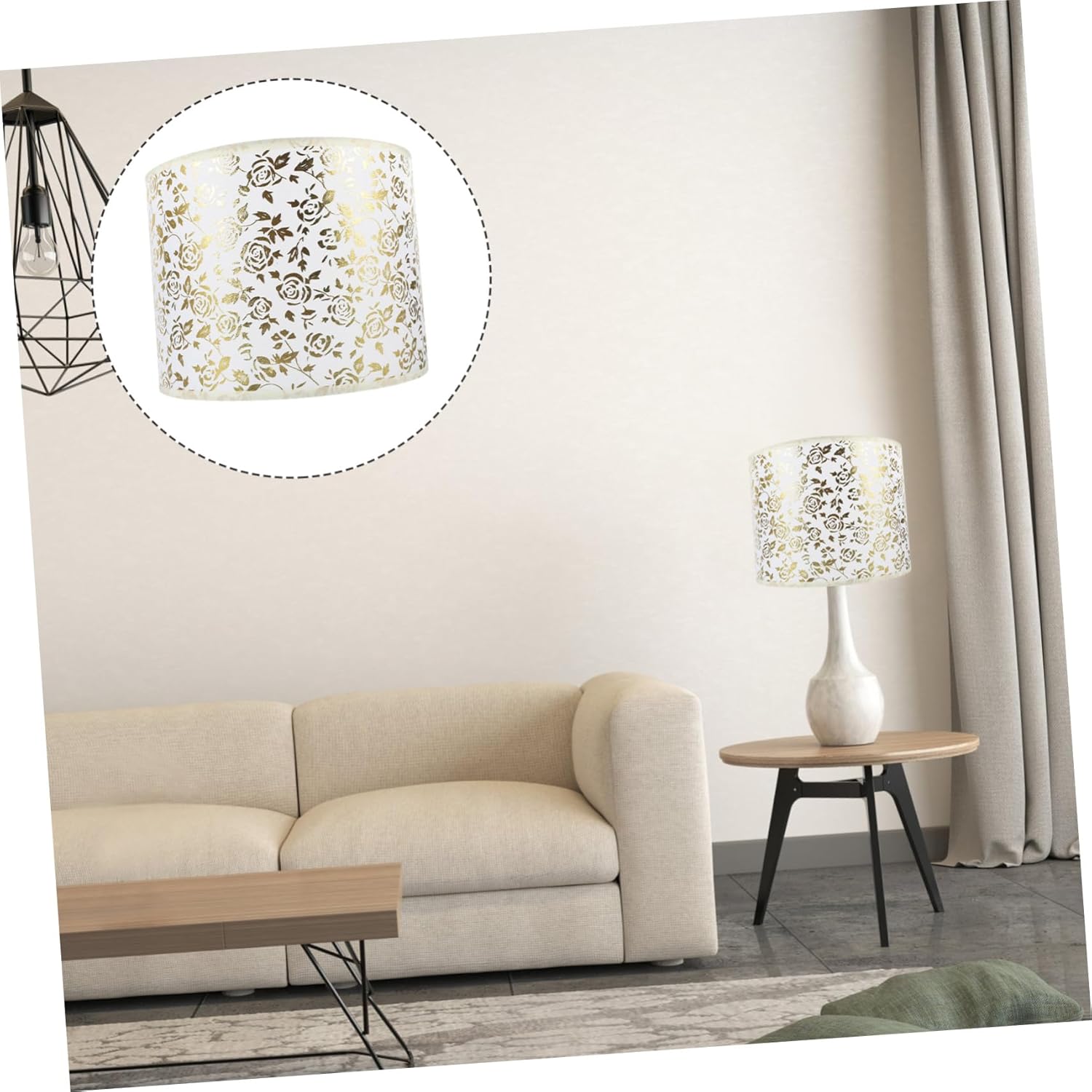 Desk Lamp Replacement Gold Rose Fabric Lampshade Floral Decorative Soft Lighting Indoor Use