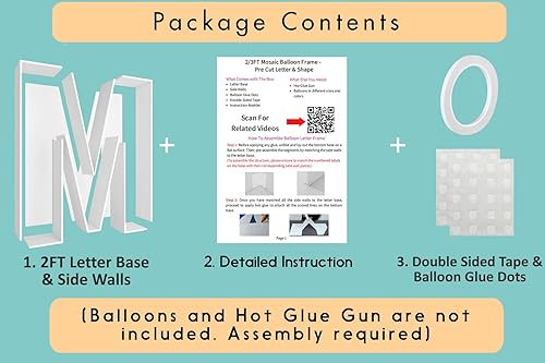 Miniatura 6 de Letras de mosaico de 2 pies de alto, letra M, marco para globos, kit de bricolaje, letras rellenables para decoración de fiesta de cumpleaños,