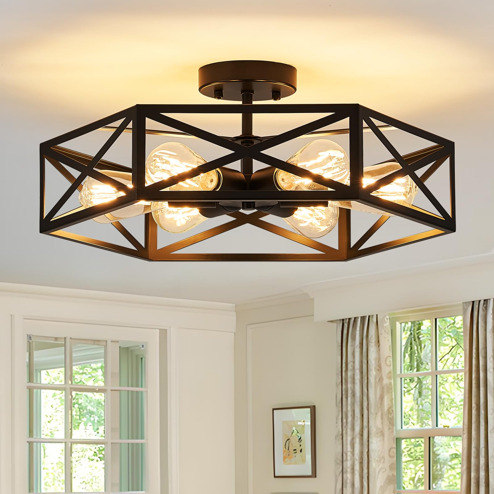 KUZIEG Hexagon Flush Mount Ceiling Light
