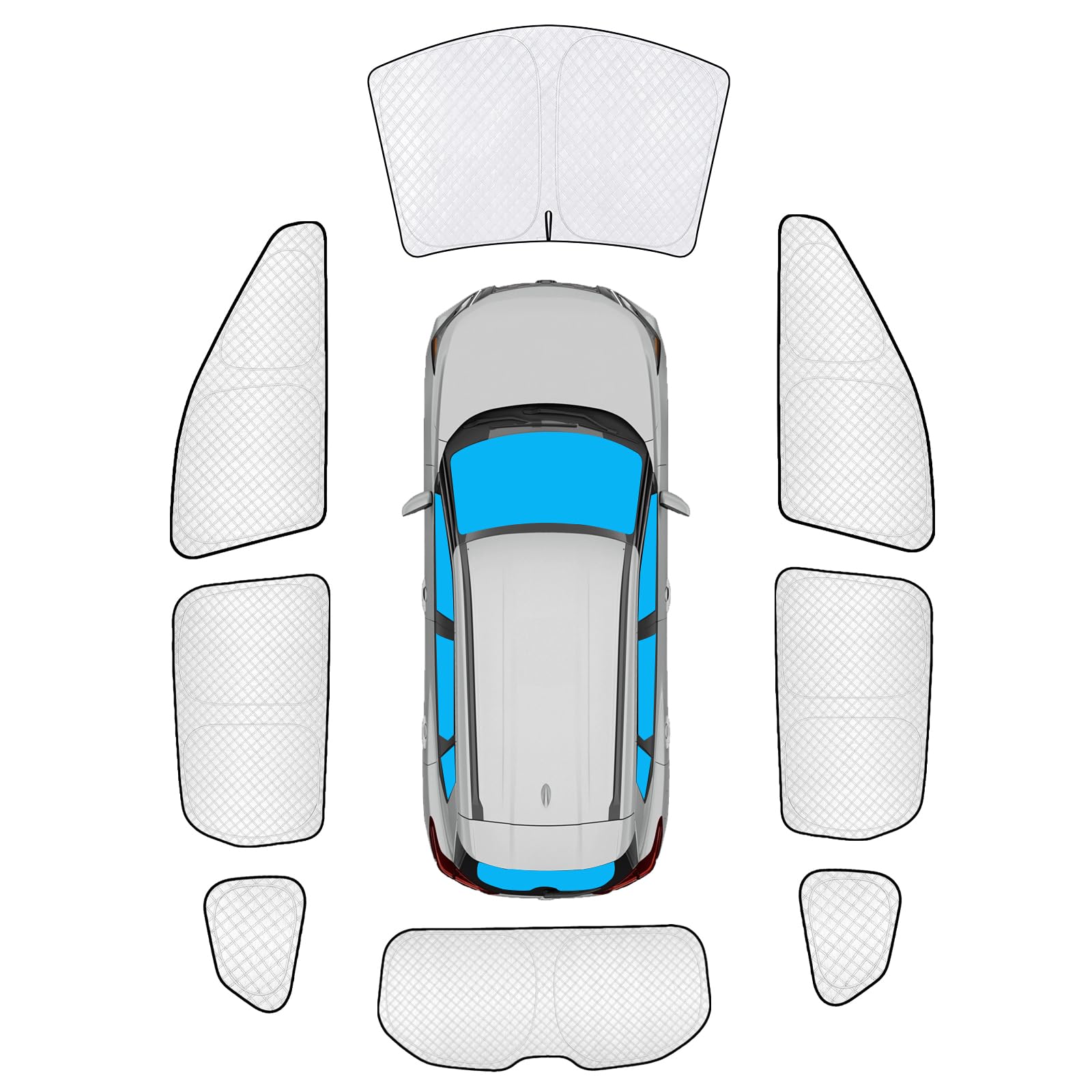 KMF Thicken Sun Shades for Nissan Rogue(Not Sport) 2021-2025 Accessories, Full Car Window Covers Sunshade for Windshield Side Rear, UV Block and Blackout Protect Privacy for Car Camping Outdoor 8pcs