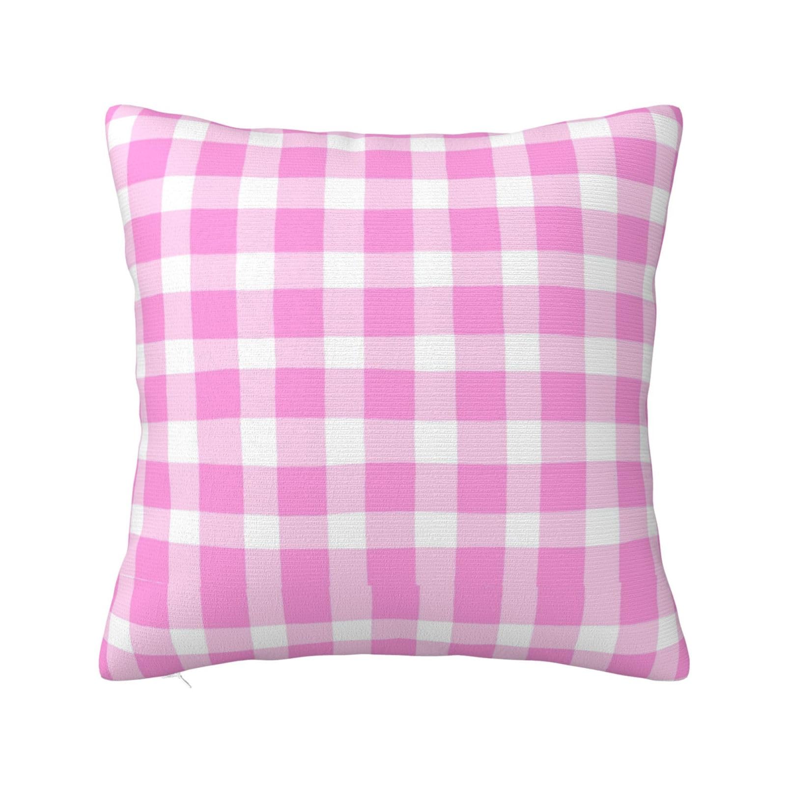 Pink Plaid Gingham Background Checkered Pattern Pillowcase 22"x22"