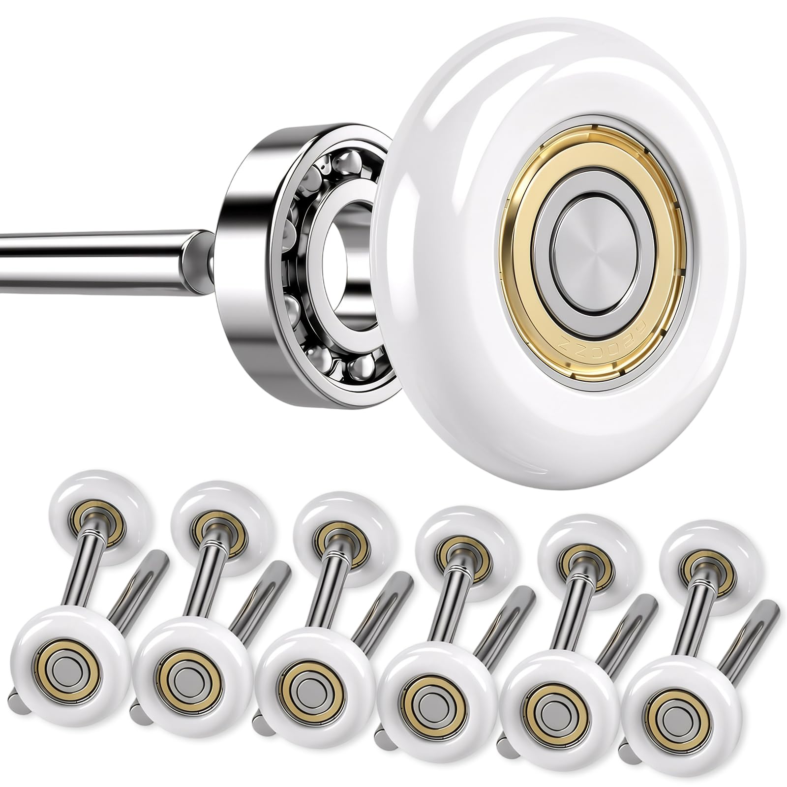 Nylon Garage Door Rollers 12 Pack 2-Inch Wheels 6200ZZ Bearings