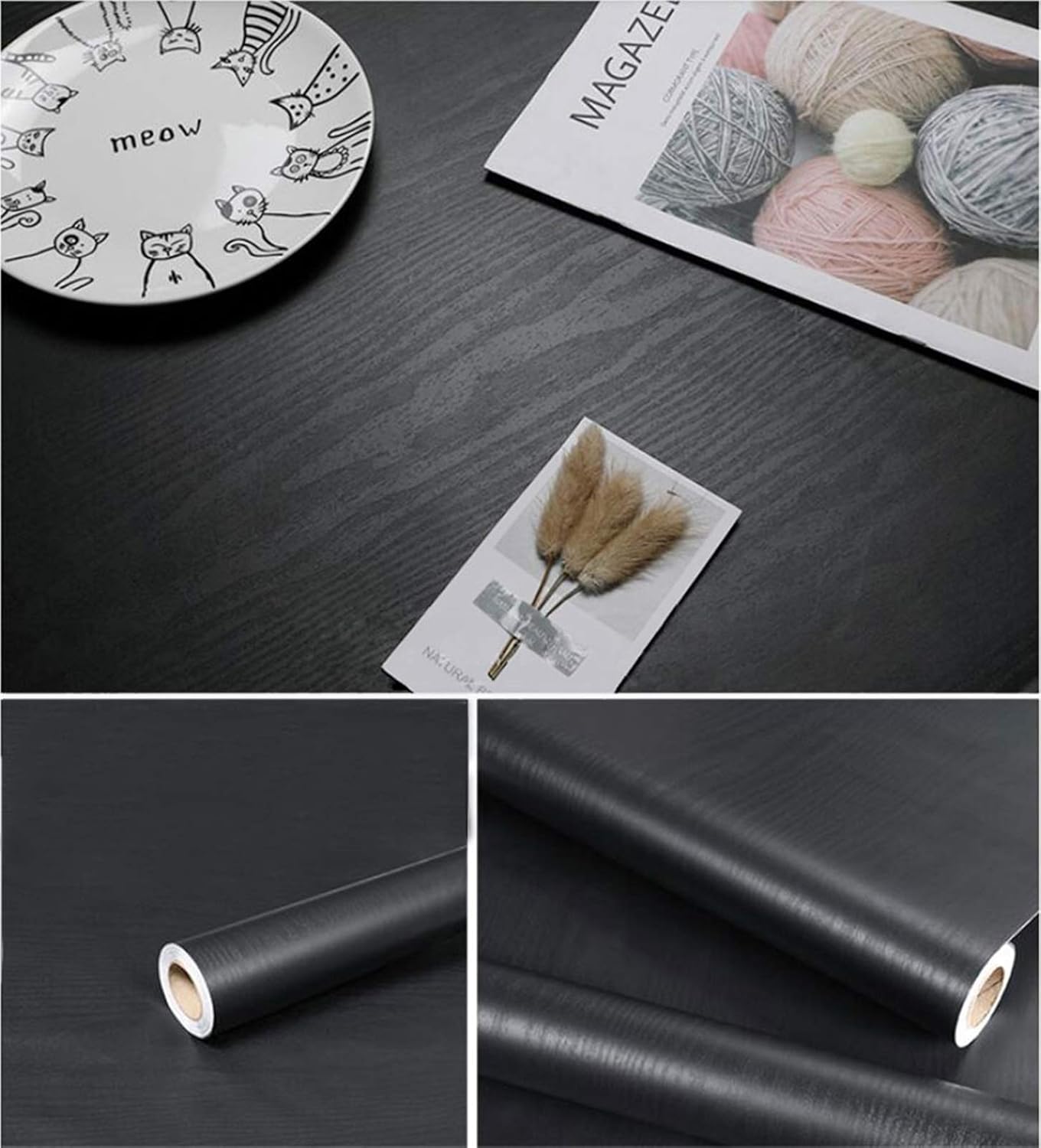 197”×17.7” Black Wood Wallpaper Wood Black Wallpaper Peel and Stick