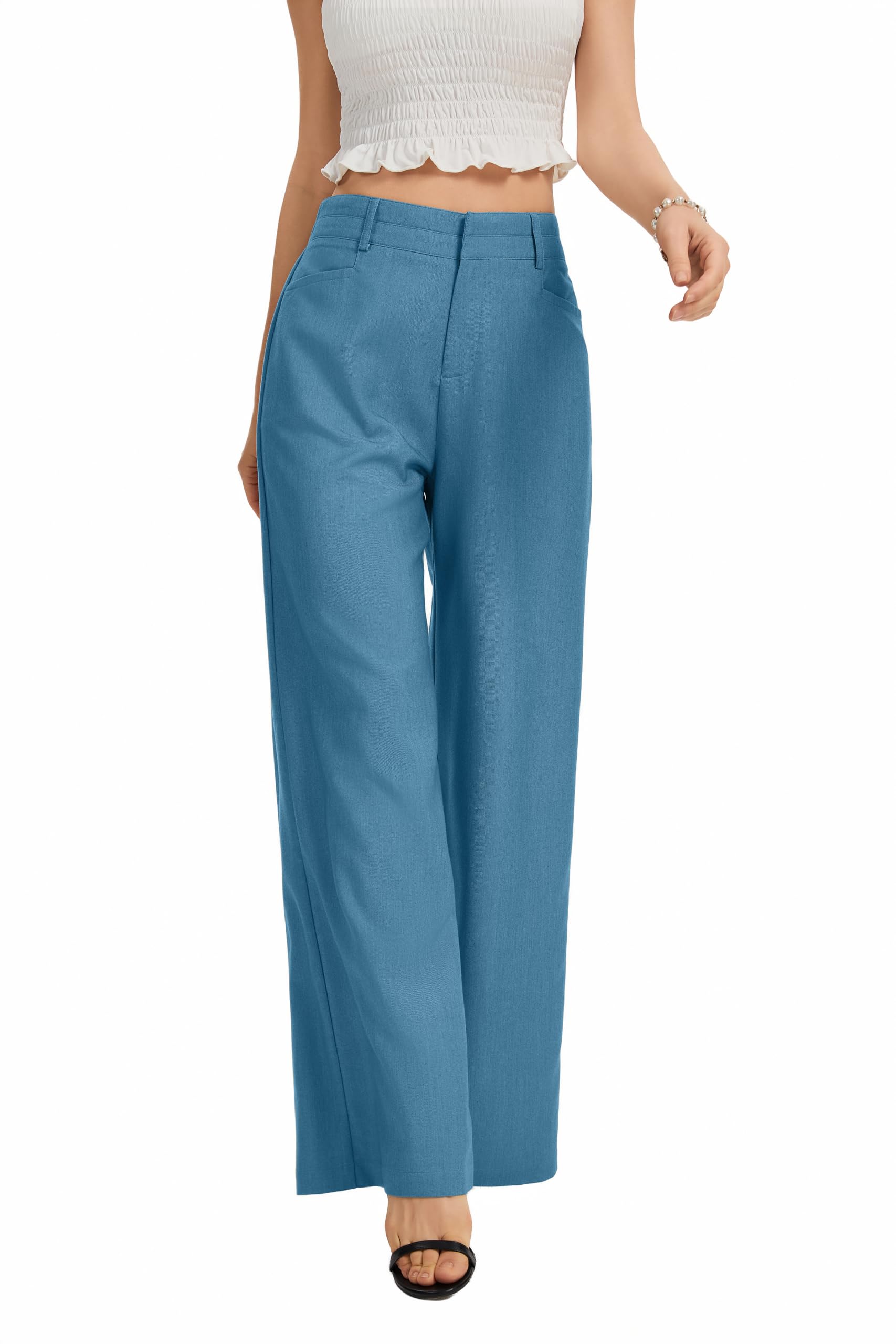 FUNYYZO Wide Leg Dress Pants for Women Work Slacks Business Casual Outfits