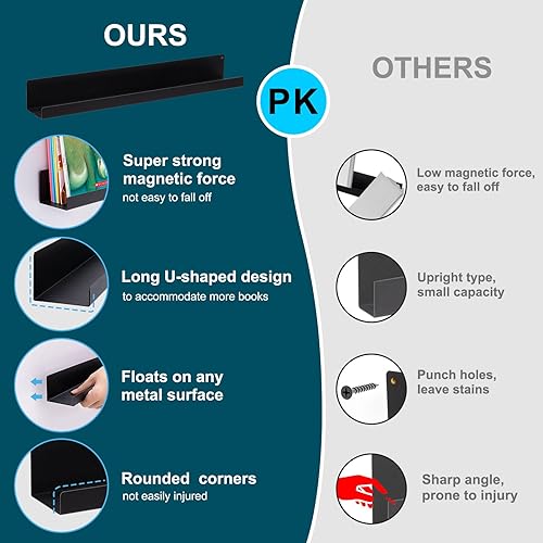 Miniatura 4 de 2 estantes magnéticos para pizarra blanca de 15.6 pulgadas, estantes magnéticos fuertes de acrílico para organización y almacenamiento en el aula