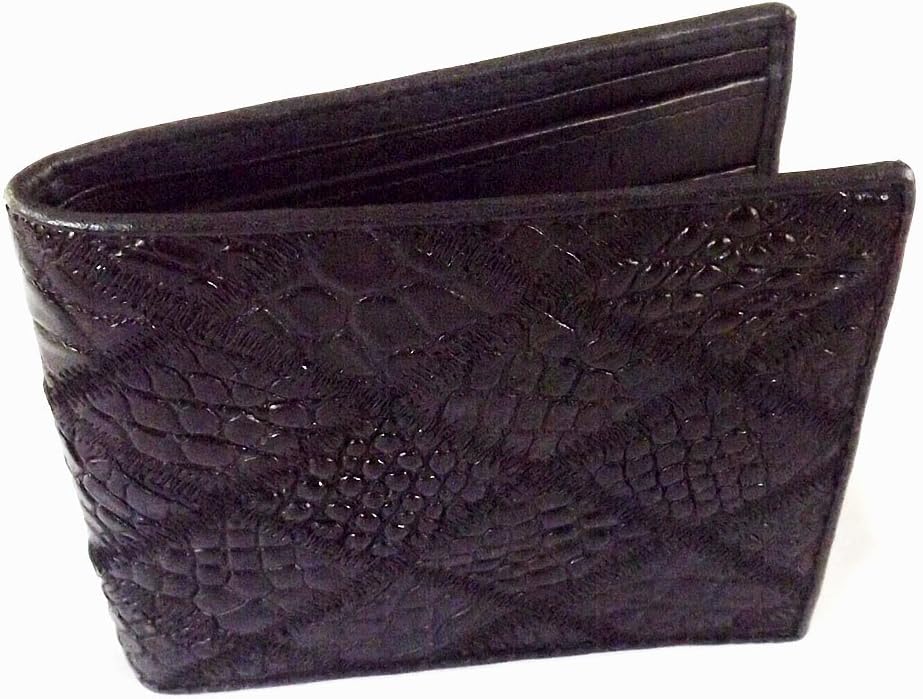 100 % Genuine Crocodile Leather Bifold Men's Wallet from Thailand / Black
