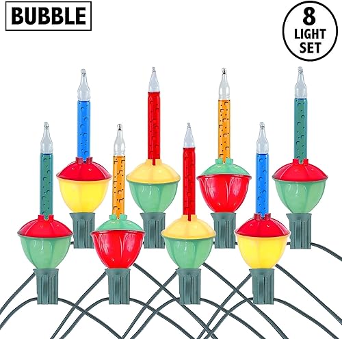 Miniatura 2 de Novelty Lights Juego de luces navideñas tradicionales de 7 luces, líquido transparente, 7 pies
