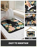 Vista 3 de AMOAMI Tapete de café absorbente con parte trasera de goma para secar platos para encimera de cocina, accesorios de bar para debajo de la cafetera