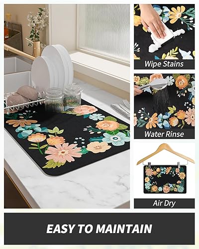 Miniatura 3 de AMOAMI Tapete de café absorbente con parte trasera de goma para secar platos para encimera de cocina, accesorios de bar para debajo de la cafetera,