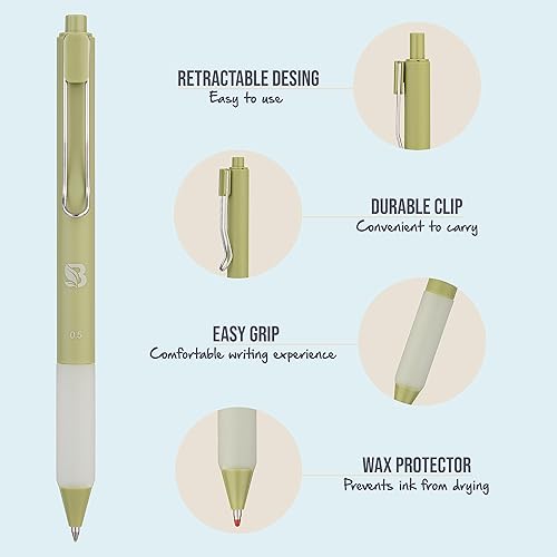 Miniatura 7 de BLIEVE - Bolígrafos de gel de colores terrosos con acabado mate fresco, bolígrafos estéticos y lindos con escritura suave para diario y notas