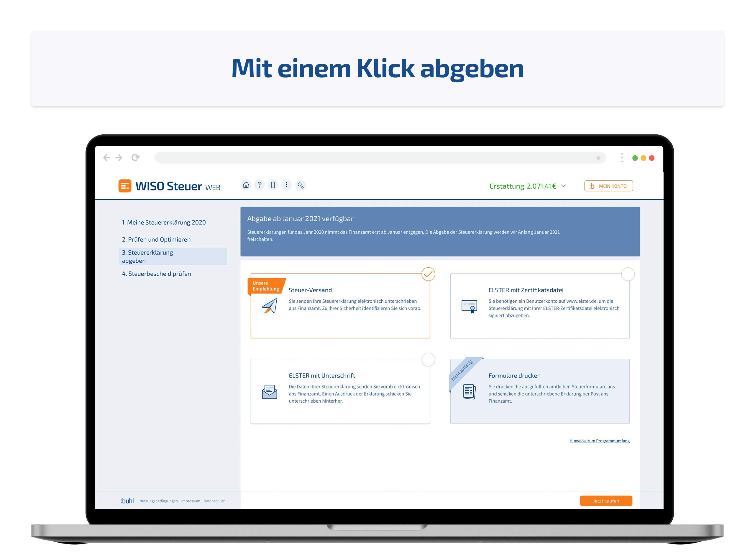 WISO Steuer-Web 2021 Mac (für Steuerjahr 2020) |Web Browser | Mac Web Version