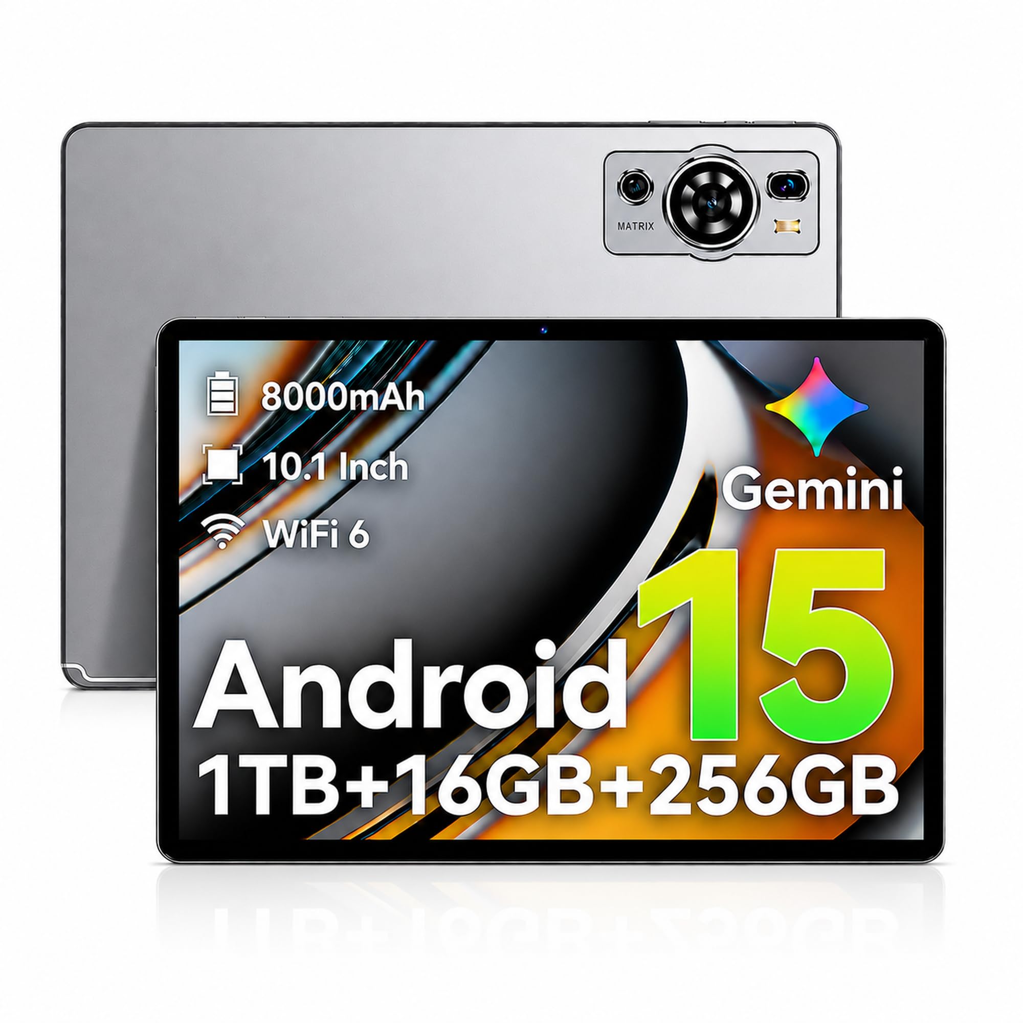 Tablet 10,1 Zoll Android 15 mit Tastatur und Maus, 16GB RAM 256GB ROM, 4G LTE, WLAN 6, Octa-Core, 8000mAh Akku, IPS HD Display, USB-C