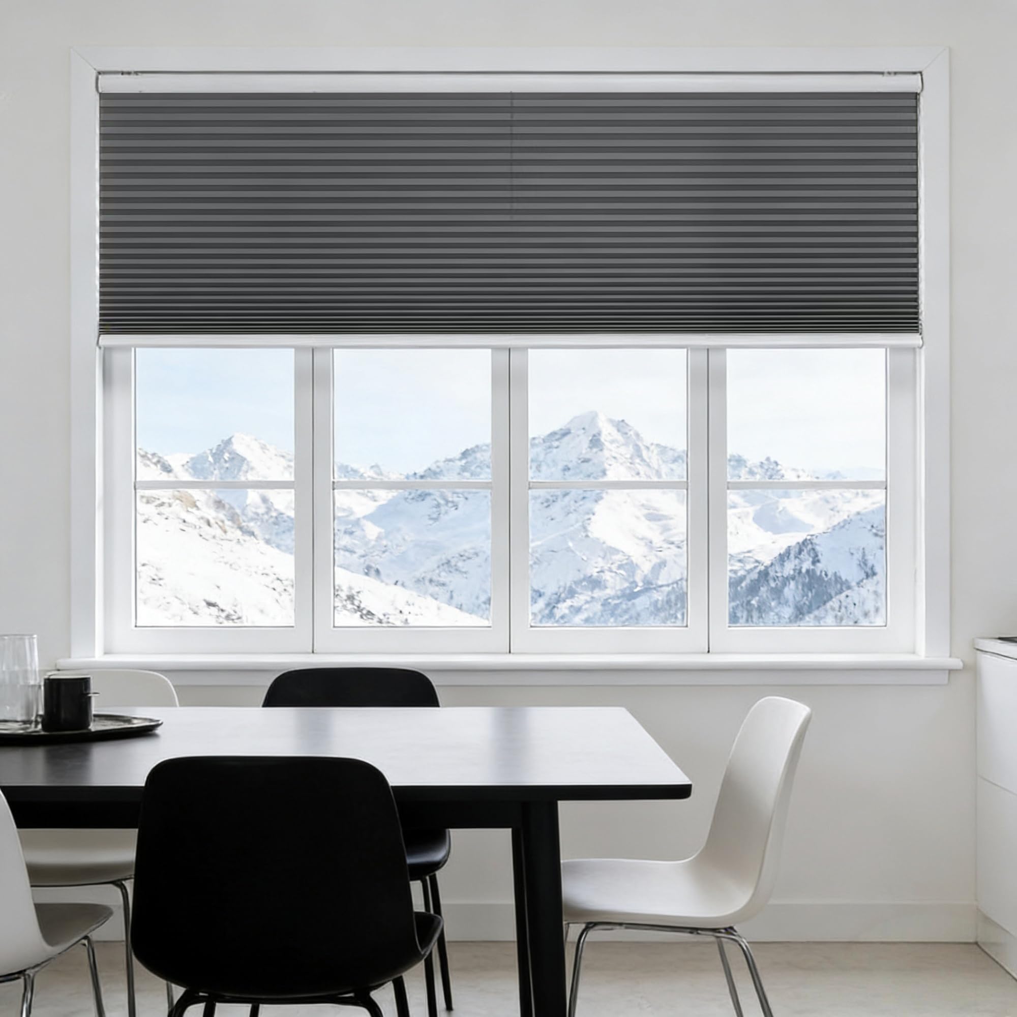 Store plissé gris 105x110 cm réglable haut bas pour fenêtre et terrasse