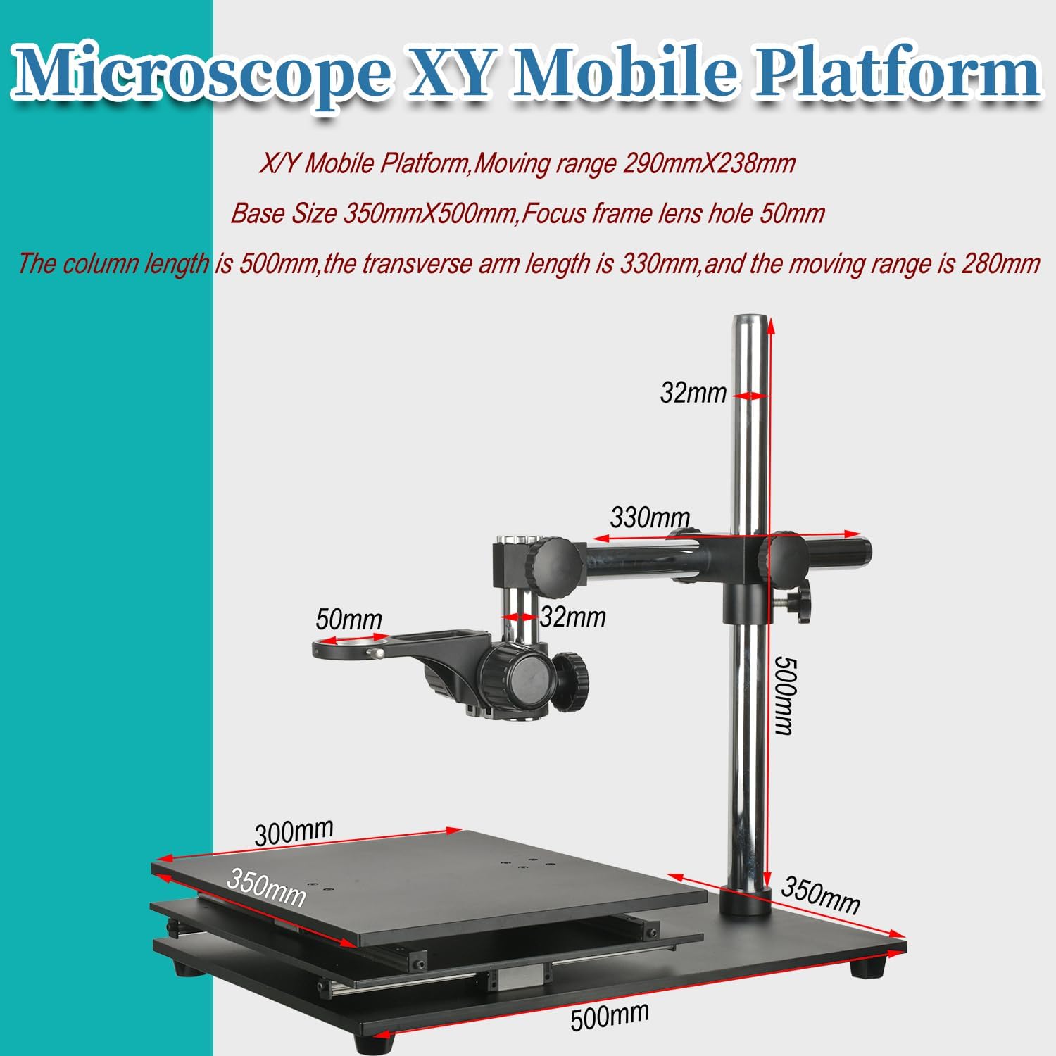 Microscope Universal Adjustment Bracket XY Microscope Platform Movement Range 290mnmX238mm