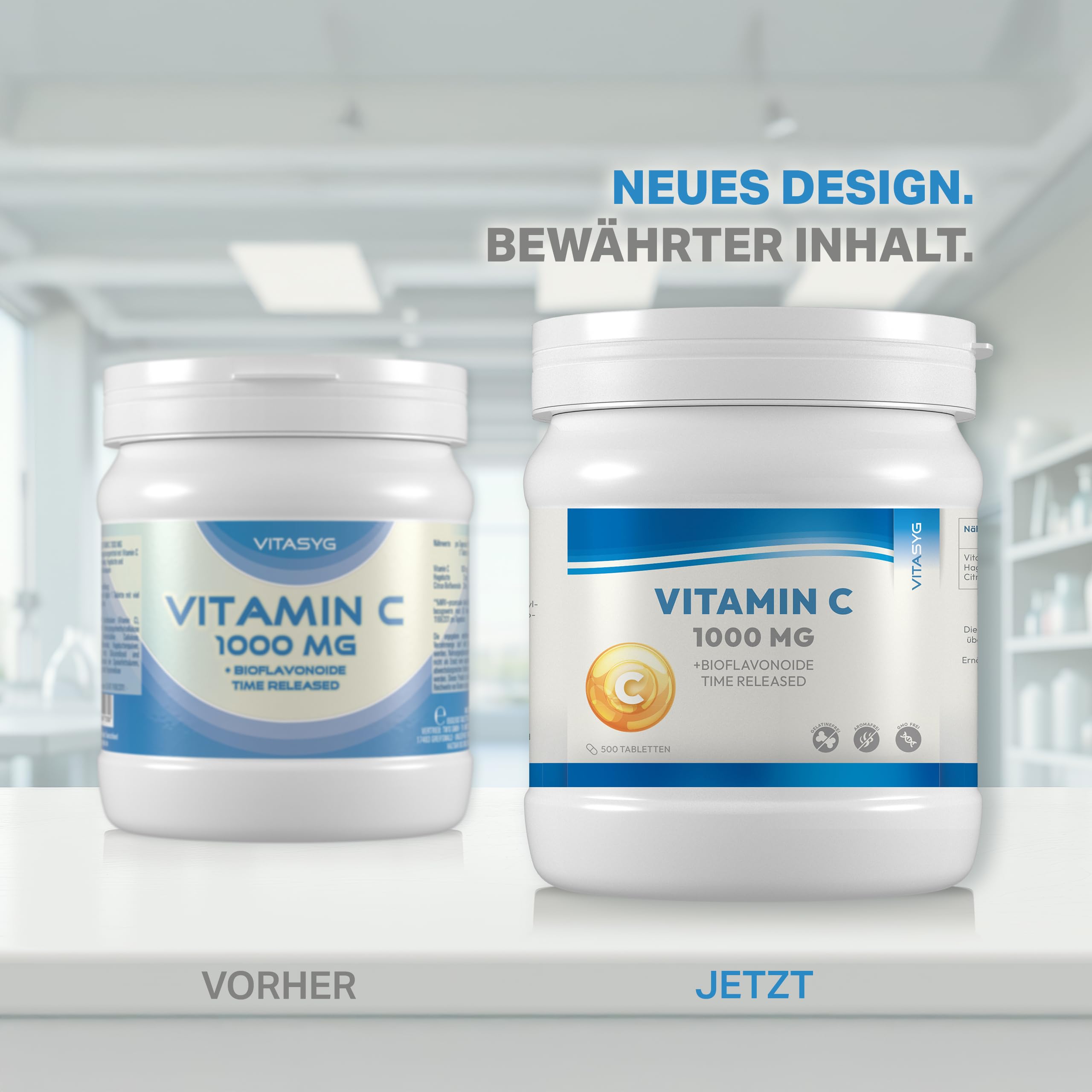 Vitamin C 1000mg - 500 Tabletten - + Citrus Bioflavonoide + Hagebutte - Time Released - Vegan | mit Citrus Bioflavonoiden und Hagebutte - Time Released Depotformel - hochdosiertes Vitamin C