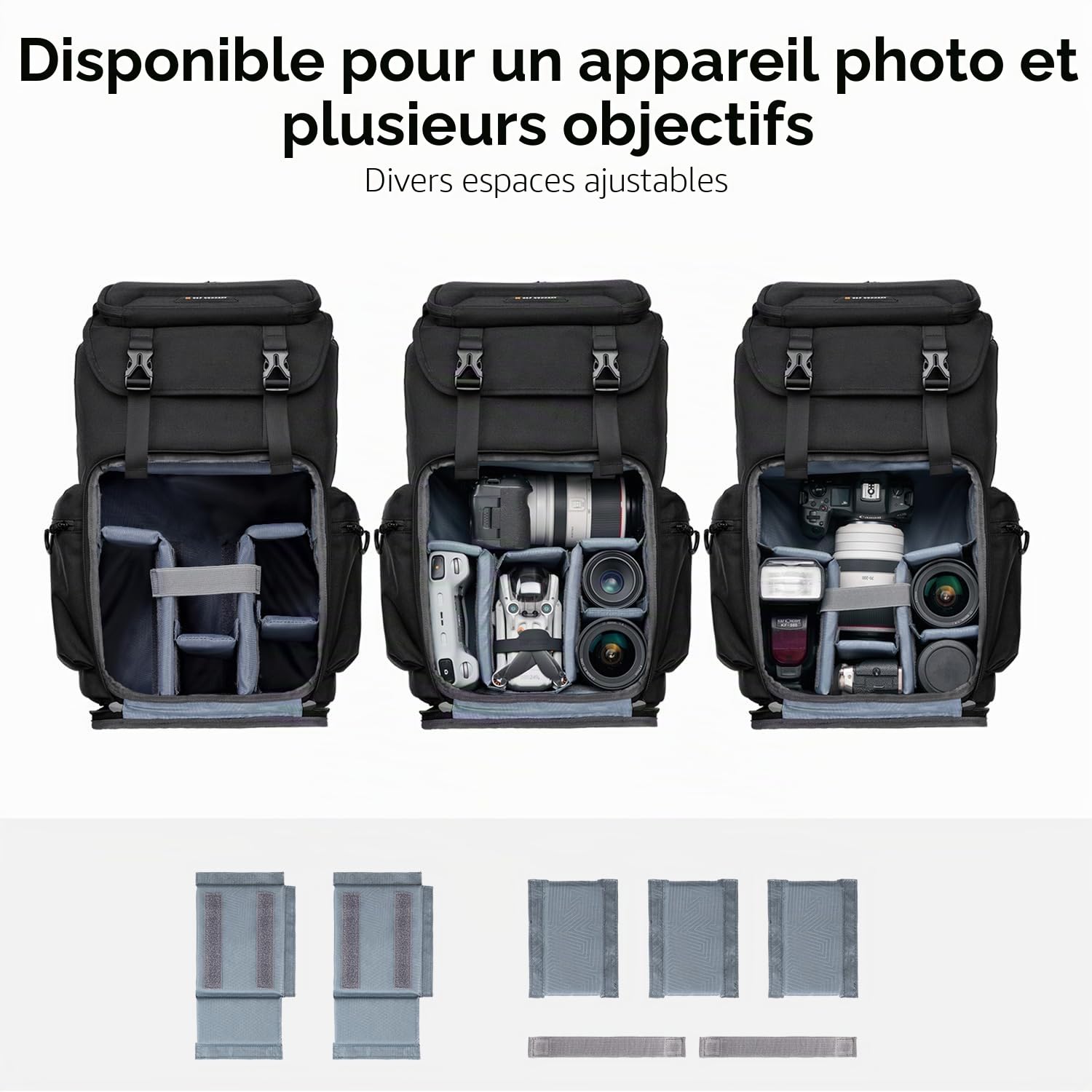 K&F CONCEPT Sac pour appareil photo pour photographes, sac de voyage pour trépied, accessoire d'objectif avec compartiment pour ordinateur portable et housse de pluie pour appareils reflex numériques
