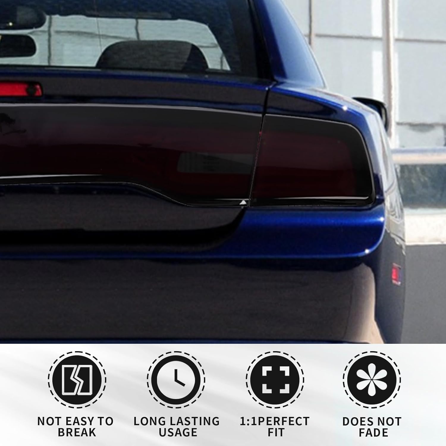 for Charger Tail Light Covers, Smoked Rear Light Lamp Guards Trim Compatible with 2011-2014 Dodge Charger Exterior Accessories, Smoke Black