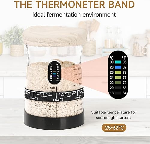 Miniatura 3 de Kit de inicio de masa madre de 50 onzas de diámetro ancho y gran capacidad para masa madre - Suministros perfectos para hornear pan de masa madre,