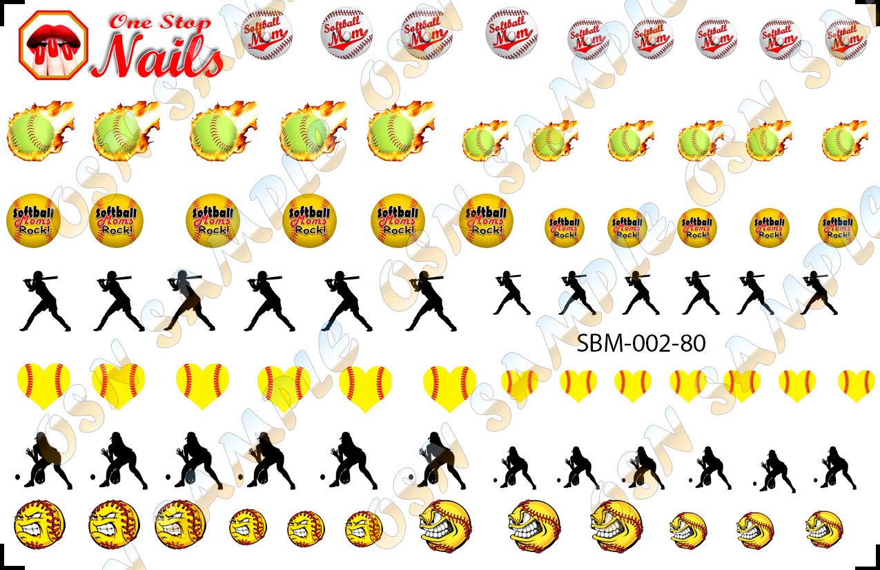 Softball Mom Waterslide Nail Decals by One Stop Nails V2.