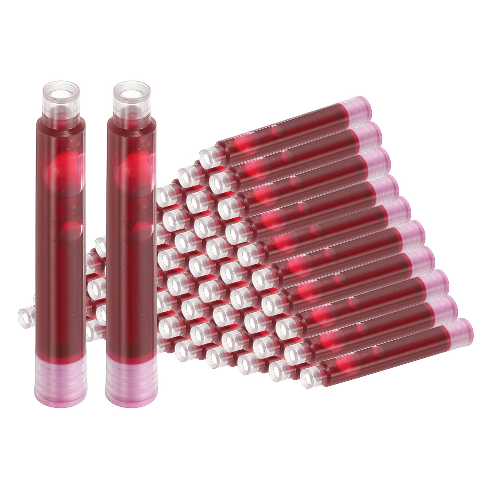 PATIKIL 60Pcs Fountain Pen Ink Cartridges, 3.4mm Bore Diameter Pen Ink Refill Standard International Refill Cartridges for Writing Business, Dark Pink
