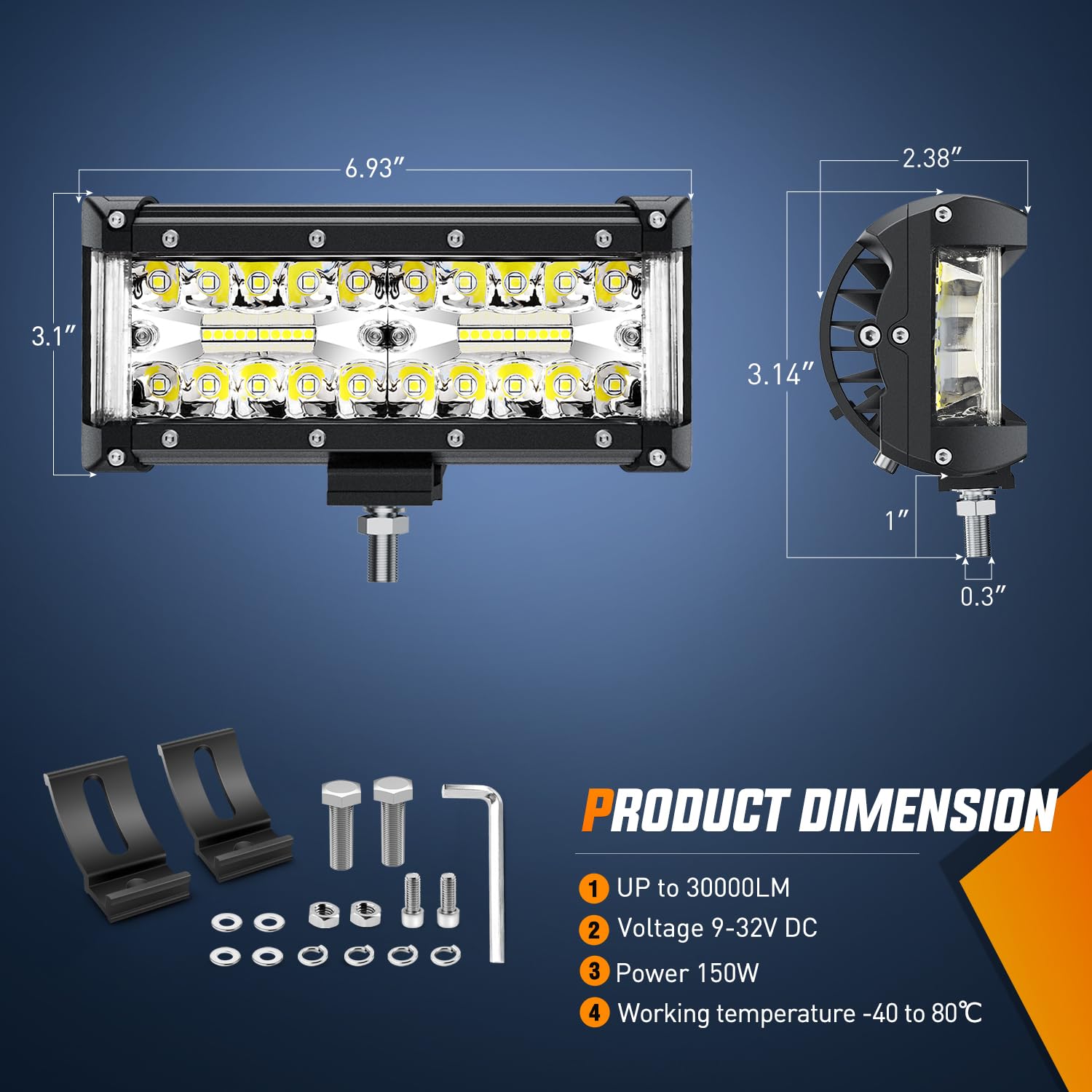 Nilight Lot de 2 Barres Lumineuses LED à Triple rangée de 17,8 cm avec Interrupteur à Bascule 5 Broches et Faisceau de câblage pour Camion, VUS, ATV, UTV