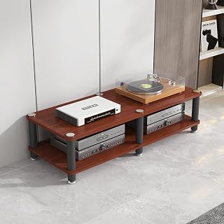 CONGRUI Soporte multimedia de 47 pulgadas con almacenamiento de 4 capas para sala de estar, estantes de audio, torre/componentes estéreo, gabinete para cine en casa y consola de videojuegos, color