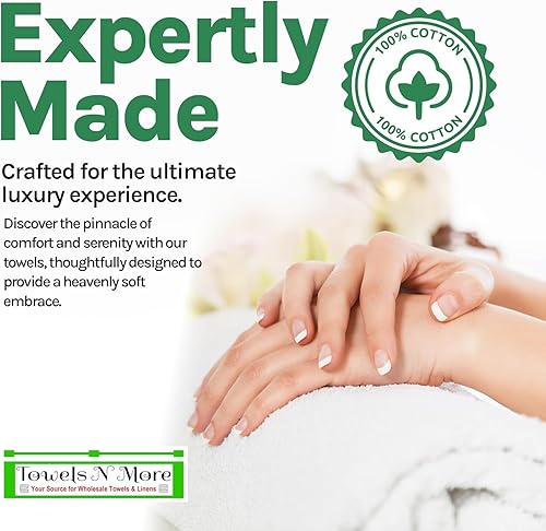 Towels N More Paquete de 24 toallas de mano de 15 x 25 pulgadas, ligeras, blancas, suaves, pequeñas, de algodón hilado en anillo, altamente