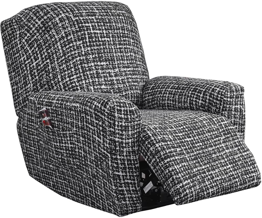 Recliner Slipcovers Stretch Recliner Cover 4-Pieces 1Seat Recliner Chair Covers Printed Lazy Boy Chair Covers Fitted Non Slip Reclining Recliner Couch Covers Furniture Protector for Living Room