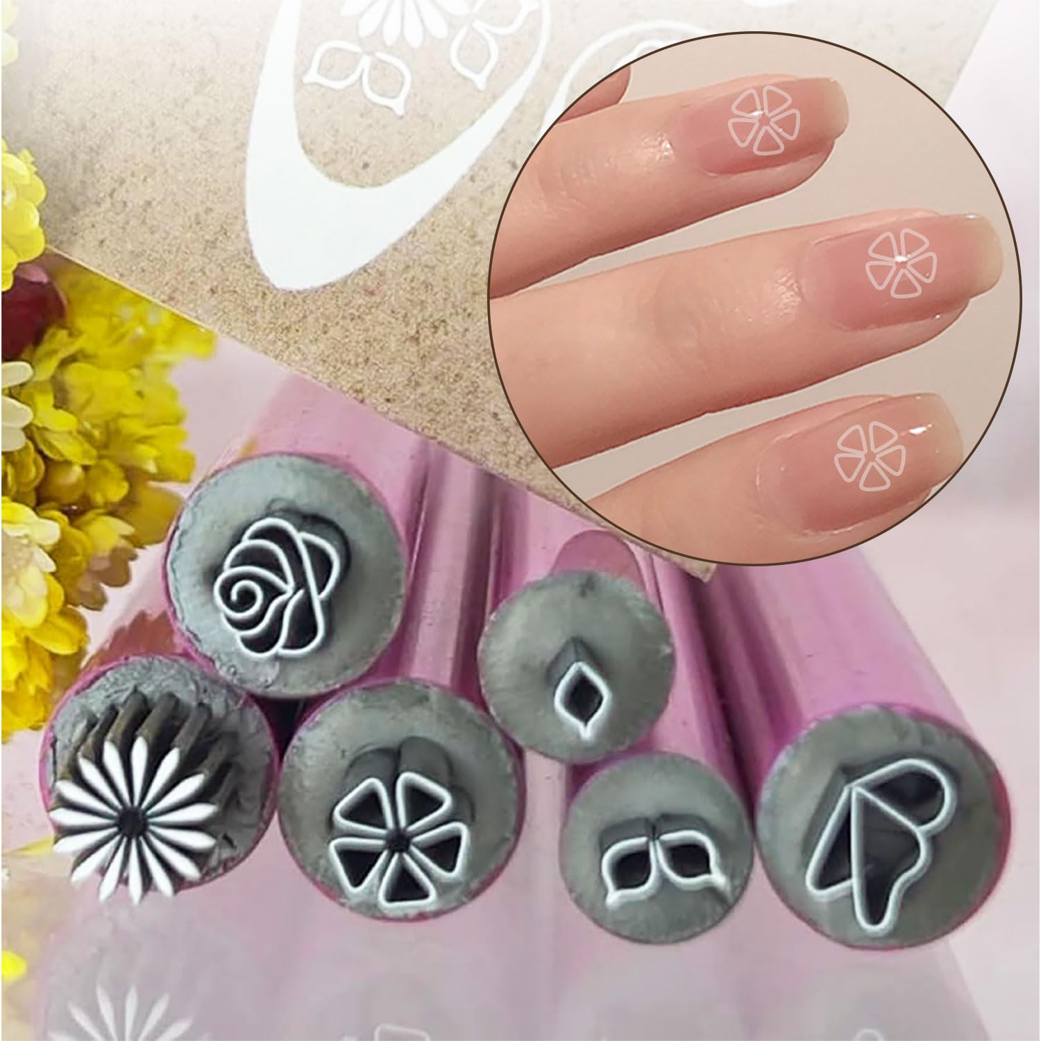 Nail Art Stamp Pen Set, 6pcs Nail Stamp Pen DIY Nail Art
