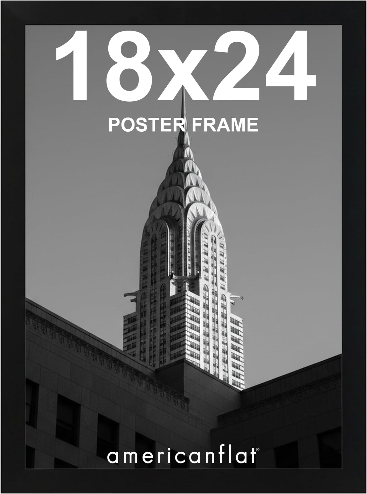 Americanflat 18x24 Poster Frame - Black Engineered Wood with Polished Plexiglass - Wide Picture Frame for Vertical or Horizontal Wall Display - Epic Collection - Black