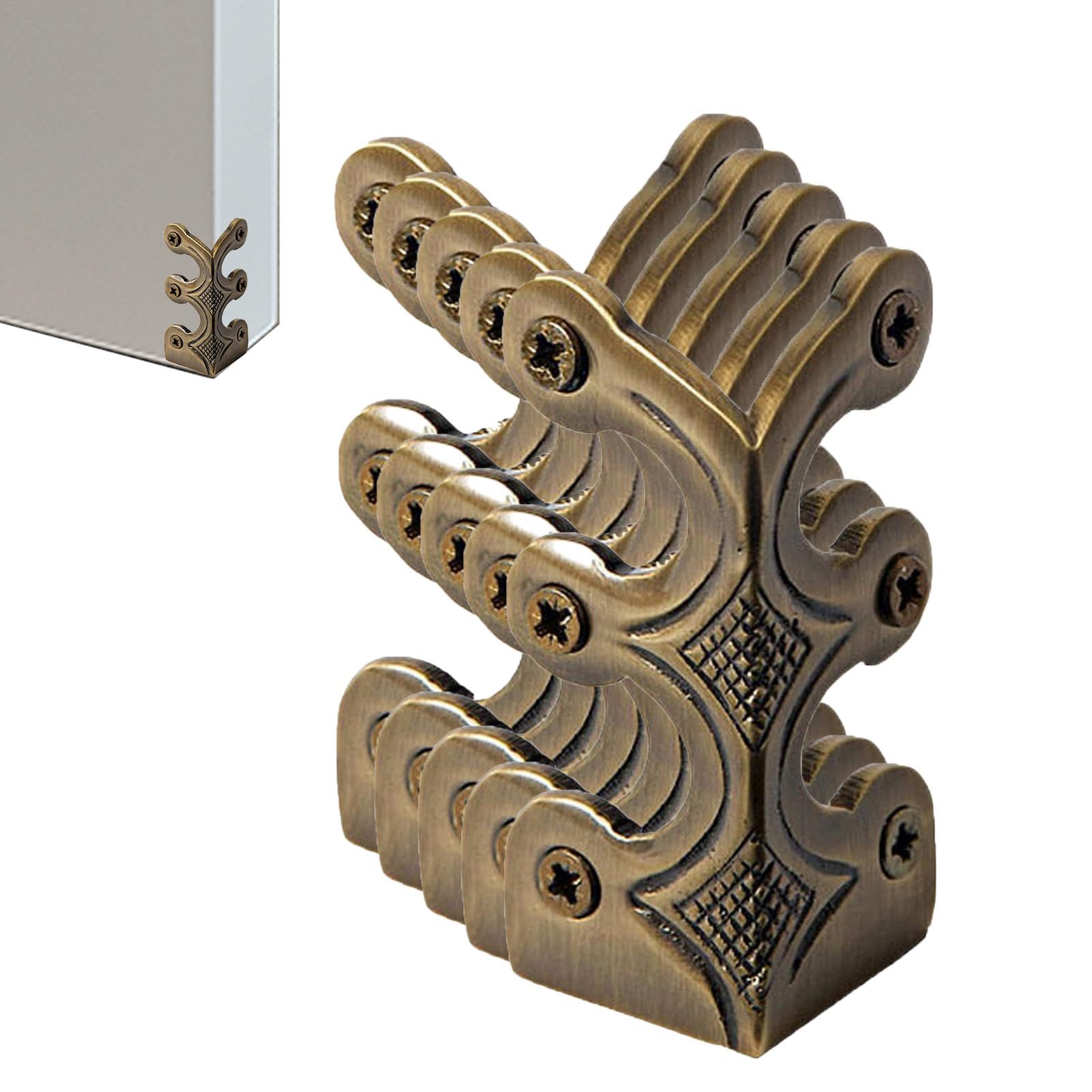 Skiffers Baseboard Corner Protectors, 5Pcs Solid Brass Skirting Board Corner Protectors, Antique Corner Protectors, Vintage Solid Brass Skirting Board Corner Protectors For Home, Living Room